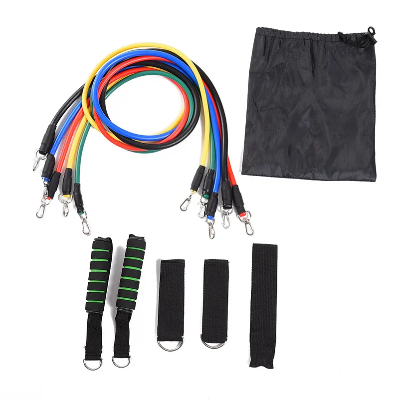 11 Pcs/Set Resistance Bands Crossfit Training Exercise Yoga Tubes Pull Rope Rubber Expander Elastic Fitness with Bag | Спорт и