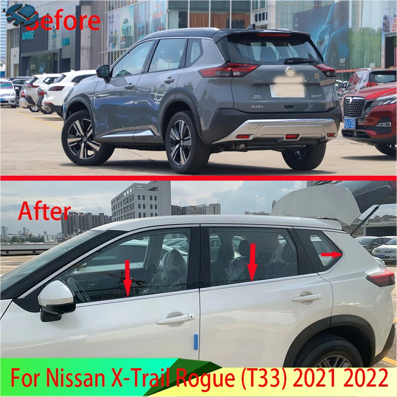 

Для Nissan X-Trail Rogue (T33) 2021 2022 автомобильные аксессуары стильная палочка из нержавеющей стали оконная Декоративная полоса отделка