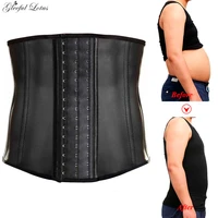 men modeling strap slimming belt body shaper reducing strap male latex waist trainer abdomen binder corset steel boned shapewear