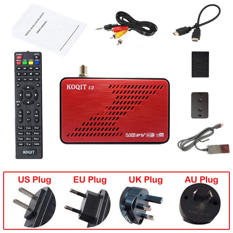 Koqit U2 DVB S2 Satellite Receiver DVB-S2 CS Receptor Free Scam Auto Biss vu iptv Decoder satellite tv box Wifi/RJ45 Sat Finder |