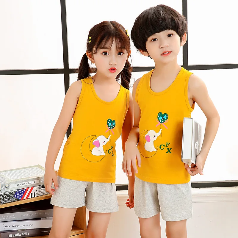 

Summer Clothes For Girls 2Pcs Sleeveless Tops+Short Pants Animals Printed Cute Pajamas Baby Boys Tracksuit Toddler Girls Outfits