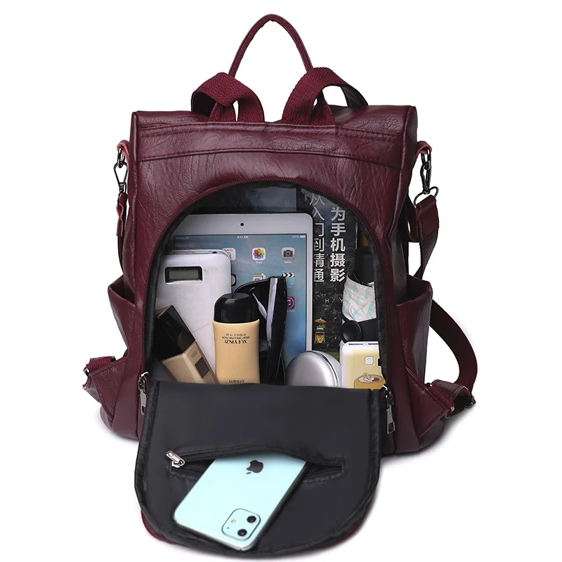 

2021 New Leather Designer Backpacks Female Casual School Bags for Teenage Girls Ladies Travel Bagpack High Quality Back Pack