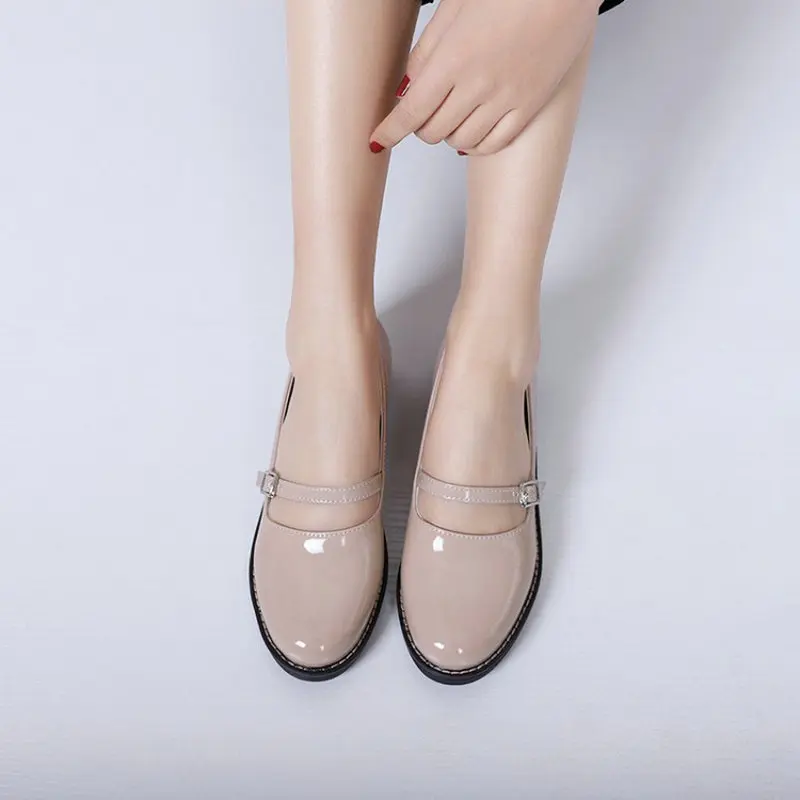 Женские лакированные туфли с пряжкой в стиле ретро размеры 34-43 | Обувь