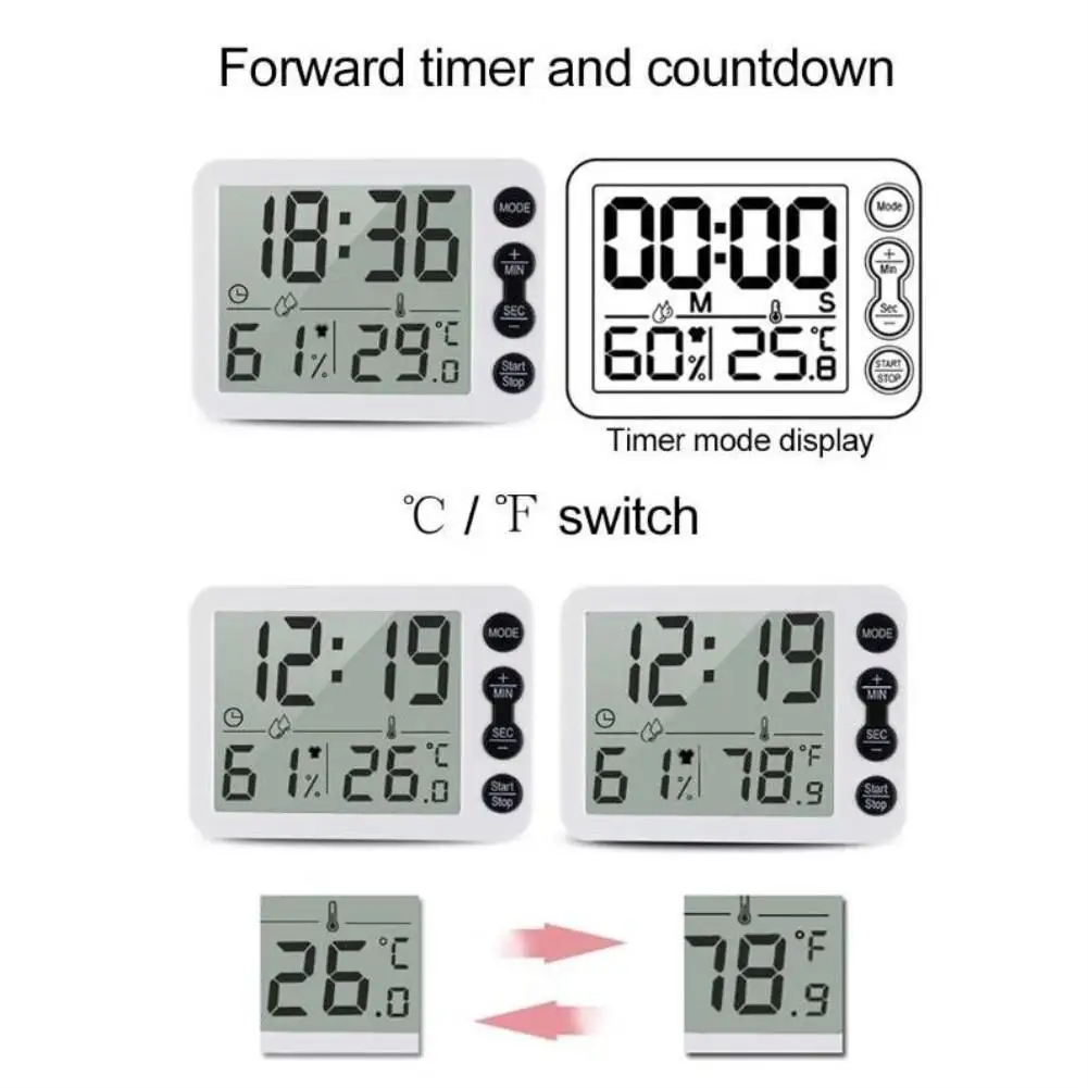 Многофункциональный измеритель температуры и влажности Часы Будильник Таймер C/F