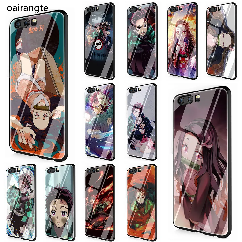 Аниме Demon Slayer Kimetsu no Yaiba закаленное стекло чехол для телефона huawei mate P 10 20 30 Lite Pro Y9 Honor 8X 7A