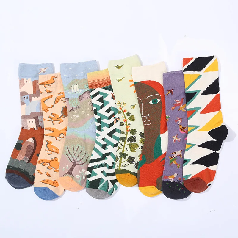 

Oil Painting Socks Woman Medium Tube Art Unisex Stockings Autumn Winter Cotton Blend Sports Socks Calcetines Mujer носки женские