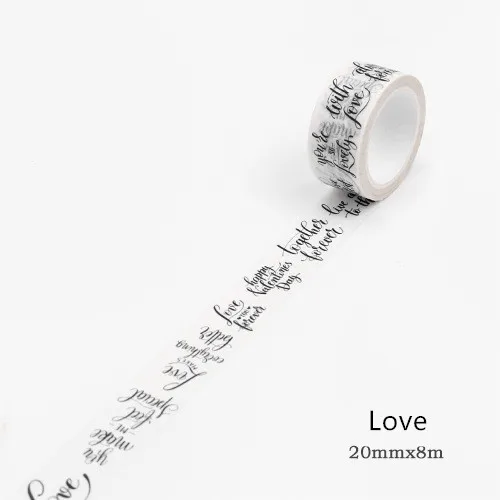 Love 20mm Ретро набор декоративного скотча Васи, винтажное украшение, скрапбукинг, маскировка, умывальник, декоративные, для мытья, пули, журнал, wasi decorada, наклейки - Цвет: Love 20mm