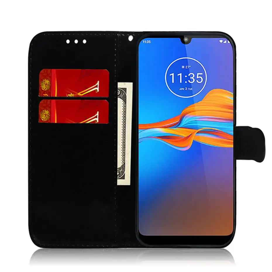 Флип чехол лазерный флуоресцентный для Motorola Moto E6 Plus кожаный кошелек телефона G8 Play