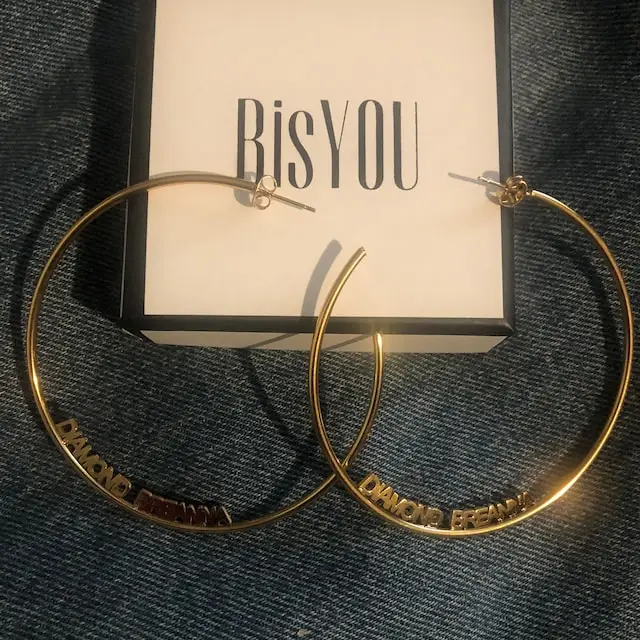 Lateefah 2021 Custom Name Earrings Personality Earring Jewelry Stainless Steel Earrings Big Hoop Women Earrings