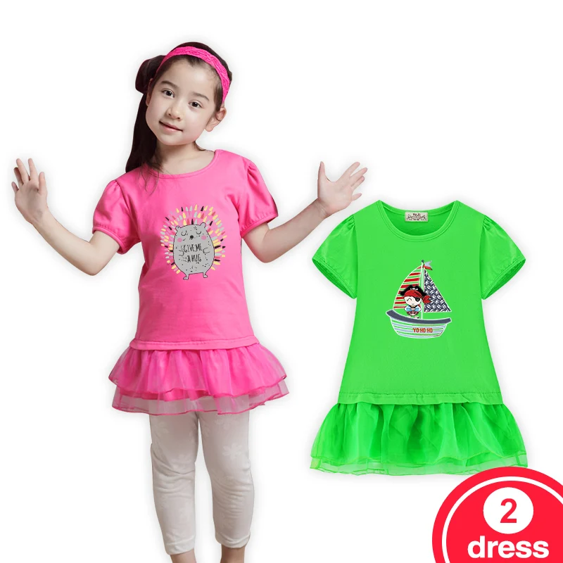 Футболки Платья для девочек детская одежда 5 лет хлопок короткий рукав дети панда