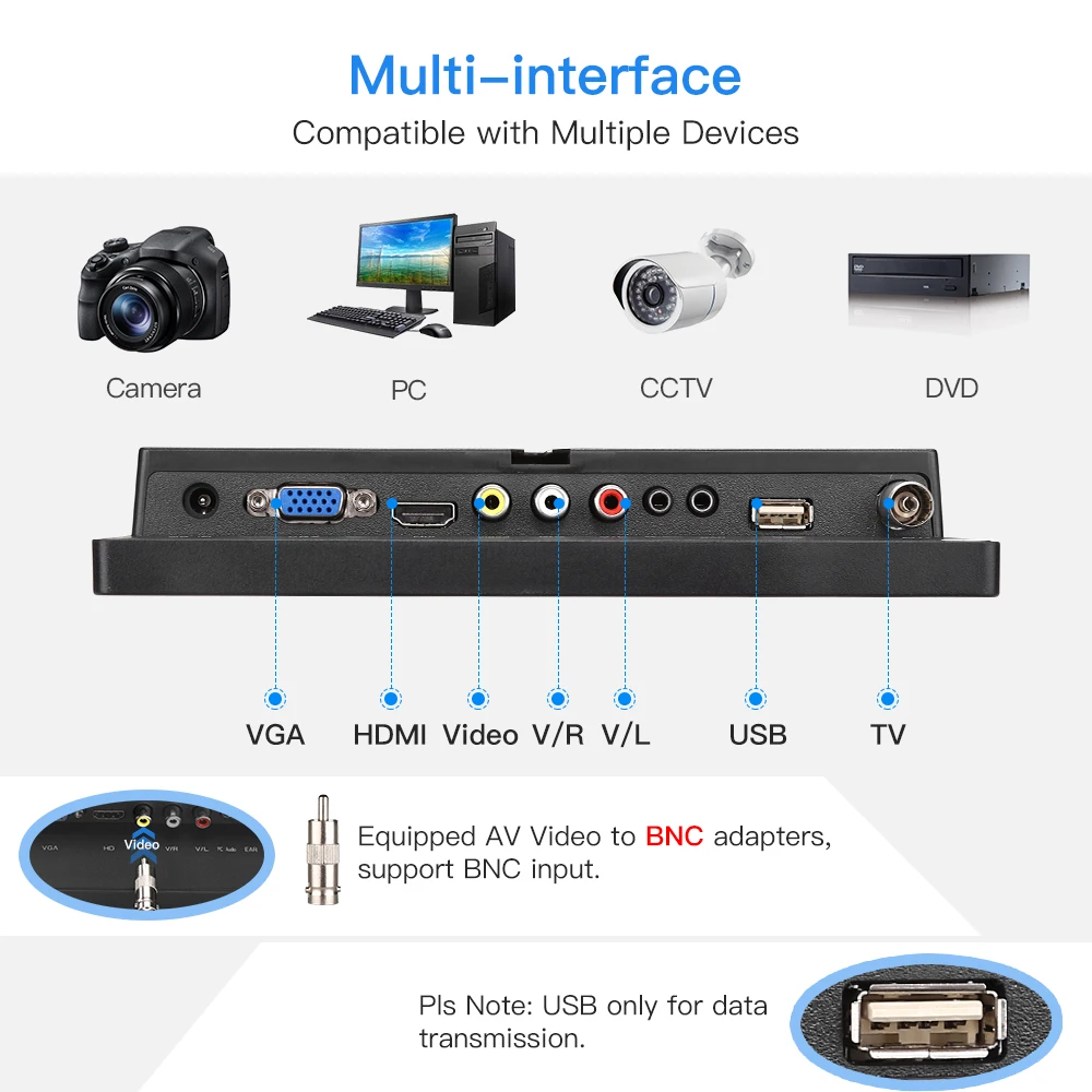 Eyoyo 8 дюймов HDMI маленький экран телевизора 1024x768 CCTV LCD IPS VGA USB AV пульт дистанционного