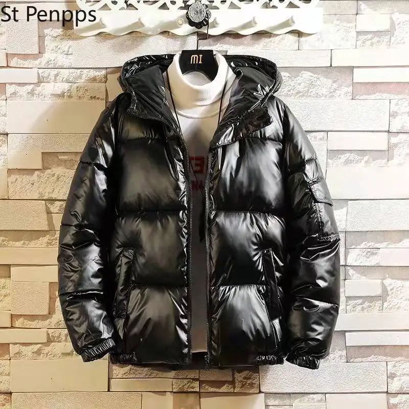 Женский пуховик зимняя Глянцевая Серебристая/черная/Золотистая/синяя парка с