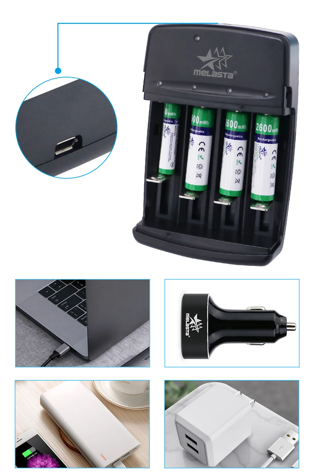 Melasta 4 шт. AAA 900mWh 1,65 в Ni-Zn перезаряжаемая NIZN батарея+ 1 умный светодиодный USB зарядное устройство для цифровой камеры игрушки CD плееры часы