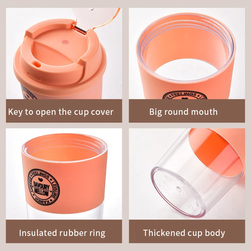 

Coffee Cup Portable Accompanying Cup Take-away Milk Tea Simple Portable Cup Creative Personality Trend Water Cup Ins