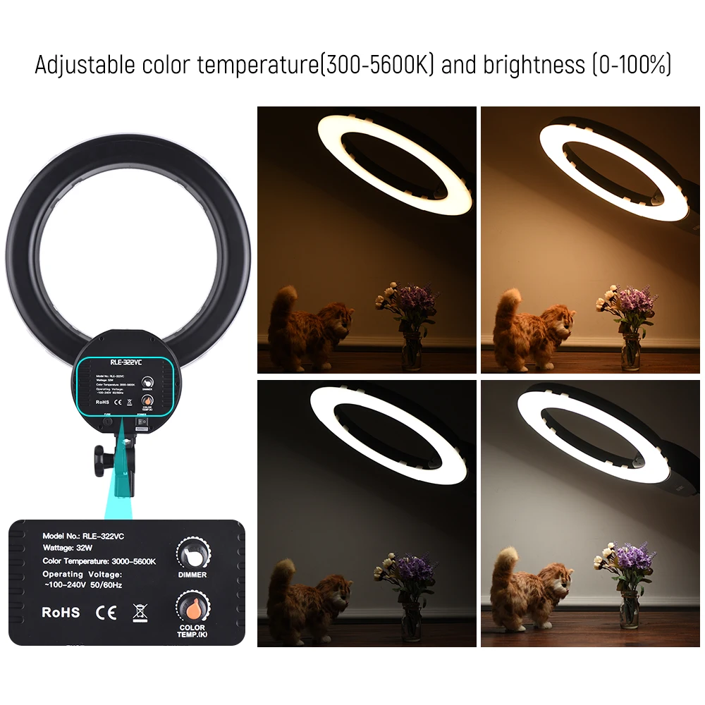 16&quot LED Video Ring Light Dimmable Fill-in Lamp 32W 3000-5600K w/White Filter Carry Bag+Light Stand+Phone Holder | Электроника