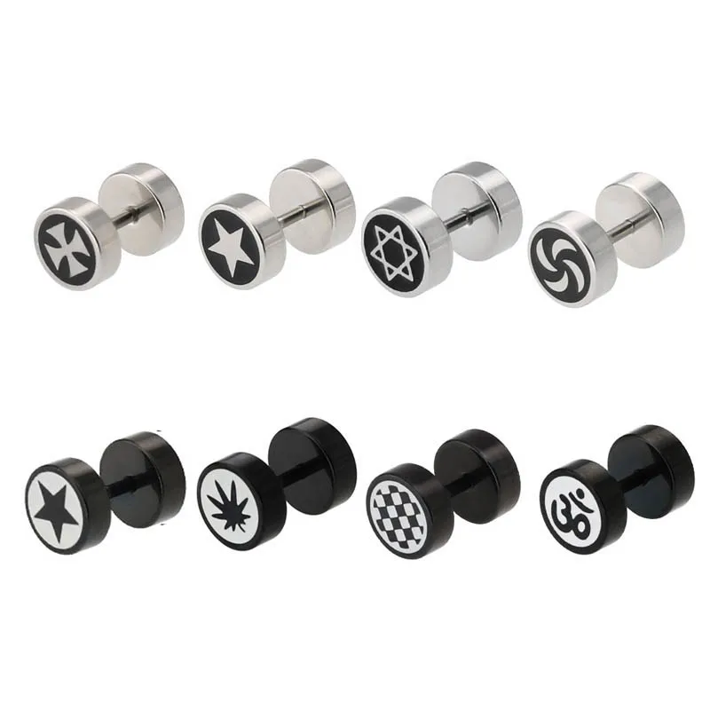 Модное кольцо из нержавеющей стали серьги гвоздики с рисунком в виде улыбающихся