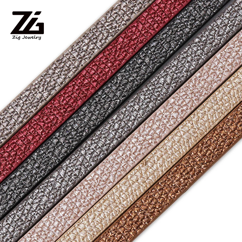 ZG 5MM Flat PU Leather Cord Rope Handmade Diy Jewelry Findings Accessories Fashion Making Materials for Bracelets | Украшения и