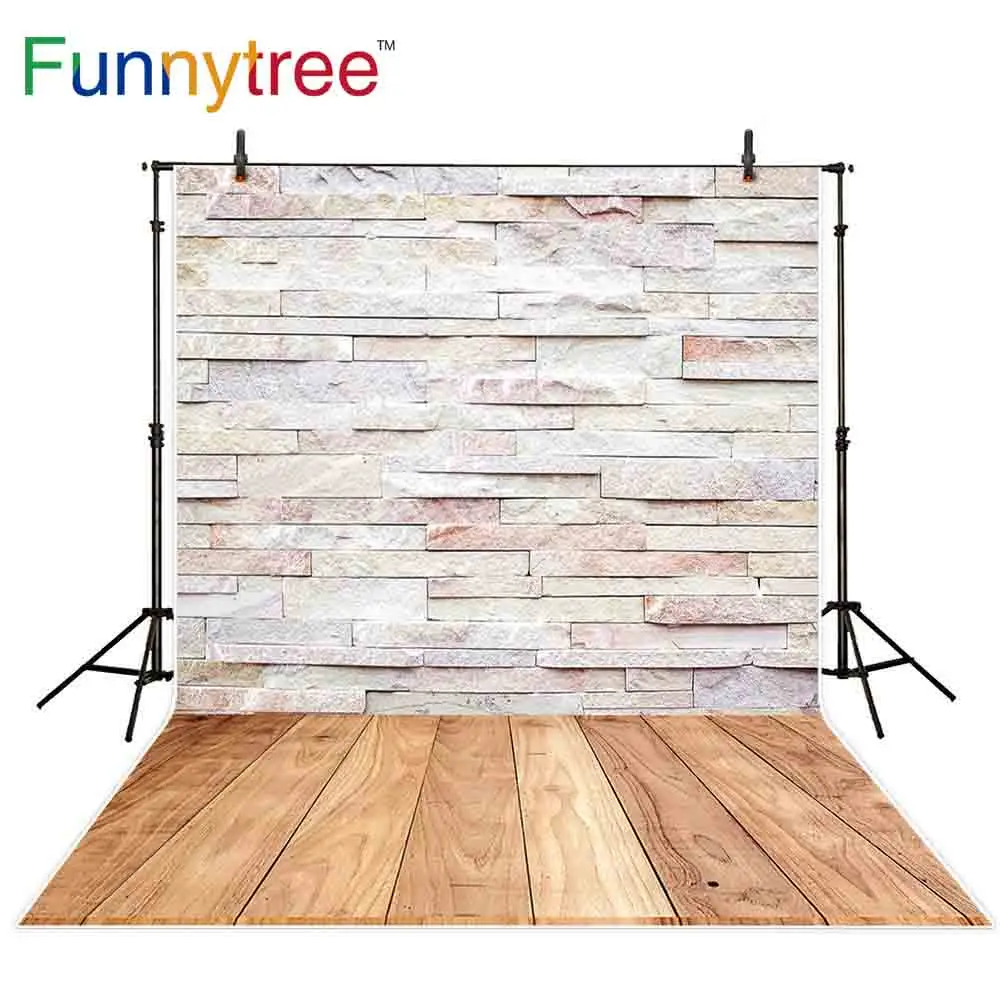 

Funnytree wood stone for wedding photo shoot backdrop studio vinyl floor wallpaper banner background photozone photography props