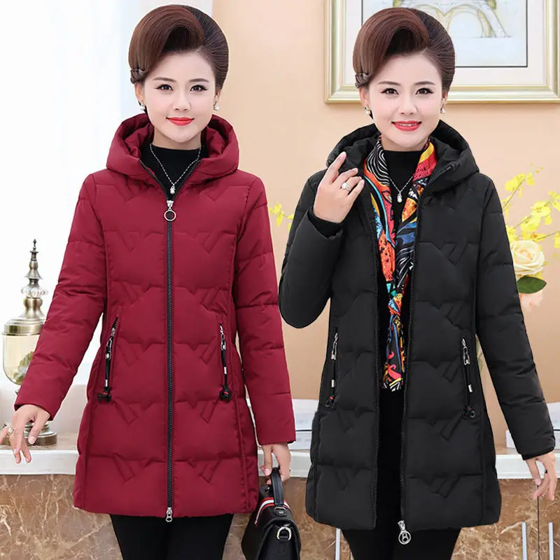 

Для отдыха на зиму как у мамы плюс стеганая куртка средней Длина Mujer Chaqueta пальто с капюшоном толстые теплые женские верхняя одежда, парка, пу...