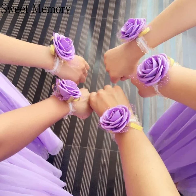 10 шт./компл. розовый серый синий шампань красные цветы корсаж на запястье для