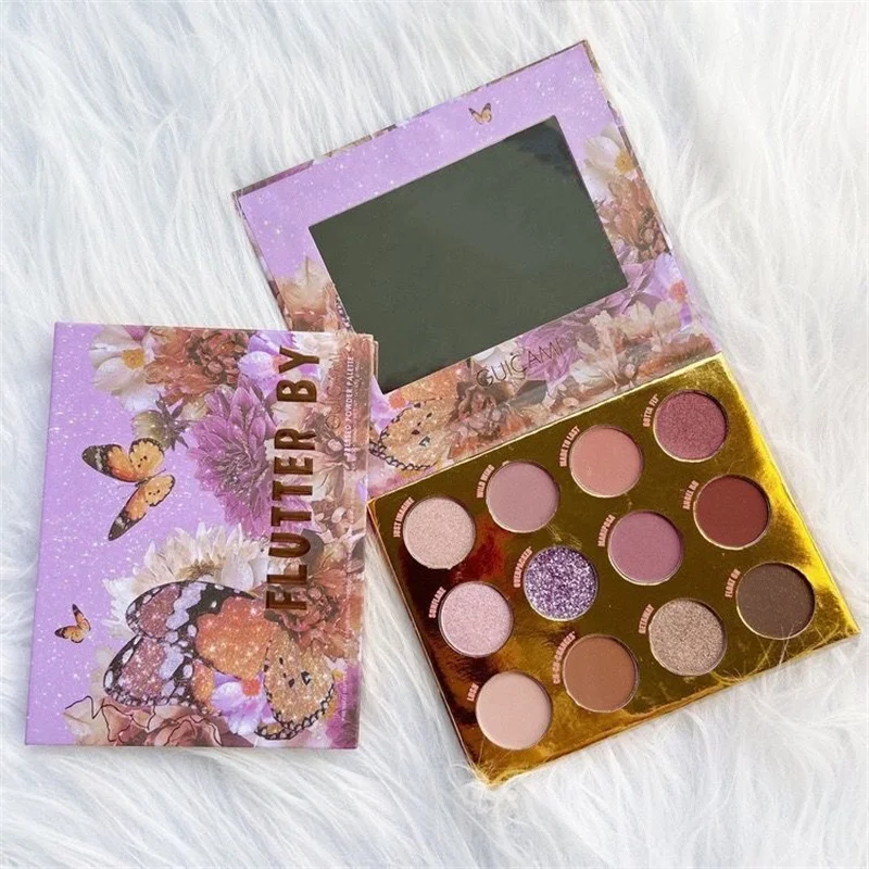 

12 Colors Bright Glitter Eyeshadow Palette Natural High Pigmented Purple Pink Makeup Colorful Vibrant Make Up Pallets Kit