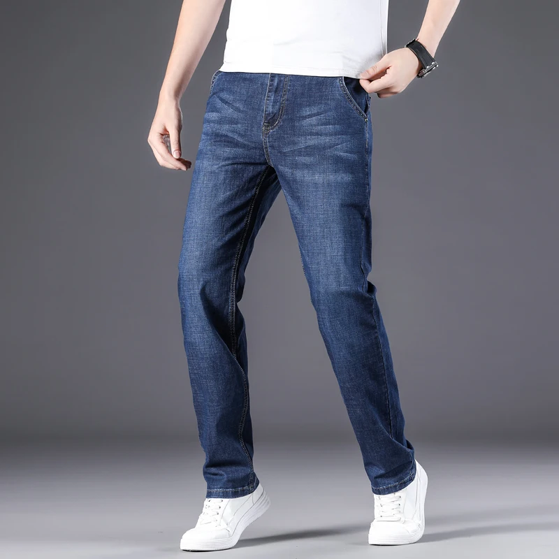 

Men's Spring/Summer 2021 Lightweight Cotton Stretch Jeans Brand Classic Pocket Straight Casual XZ66 Size 39-44