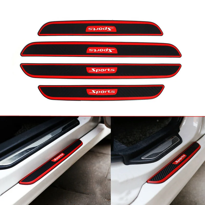 

4pcs Carbon Fiber Bumper Pad Car Sticker Protector Door Sill Scuff Plate Cover Panel Step Styling Auto Decoration Accessories