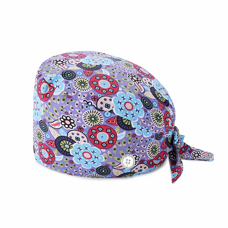 Unisex Cotton Scrub Cap Dentist Women Men Cartoon Anime Printing Pet Veterinary Beauty Pharmacy Lab Work Button | Тематическая