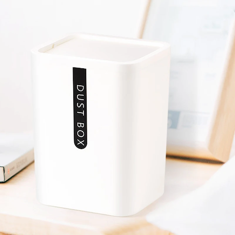 High Quality Desktop Trash Can Small Mini Garbage Plastic Dustbin with Shake Cover for Home Office Desk Car Bin Dropship | Дом и сад