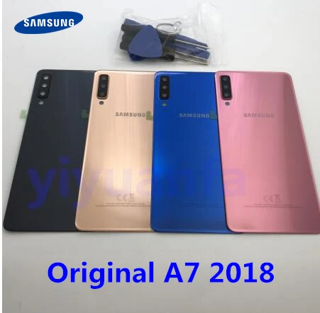 Оригинальное заднее стекло для samsung Galaxy A7 крышка батареи A750 чехол A750F SM-A750 задняя дверь корпус стеклянная панель Замена