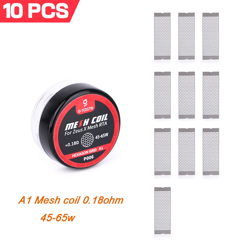 

10Pcs/Lot G-taste Mesh Coil For Zeus X Mesh Rta Round/Hexagon Grid Mesh Coil KA1 0.18ohm/0.18ohm Wire RTA DIY Mesh Coil