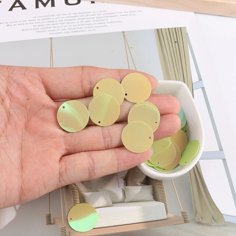 10 г/упак. 25 мм AB цветная Плоская Круглая свободная тесьма с пайетками для шитья