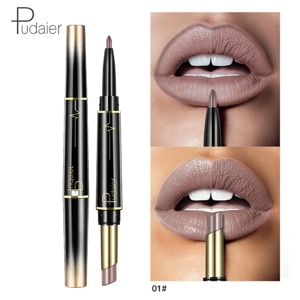 Двухсторонняя матовая губная помада Pudaier водостойкие стойкие помады нюдовая с