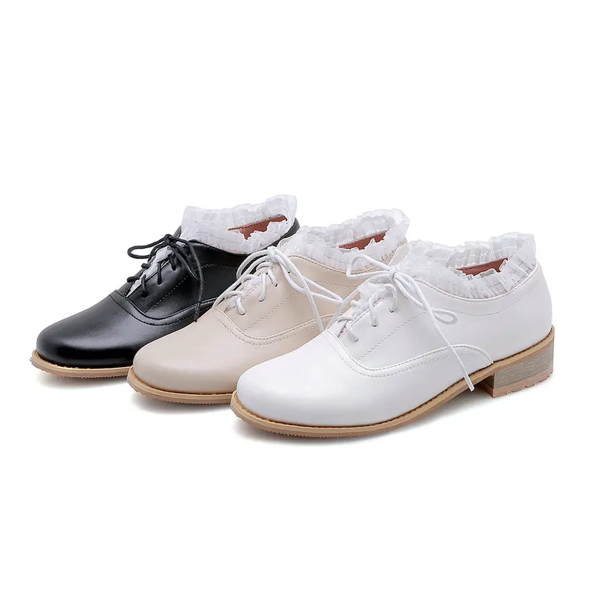 Женские туфли из искусственной кожи QUTAA черные повседневные на платформе