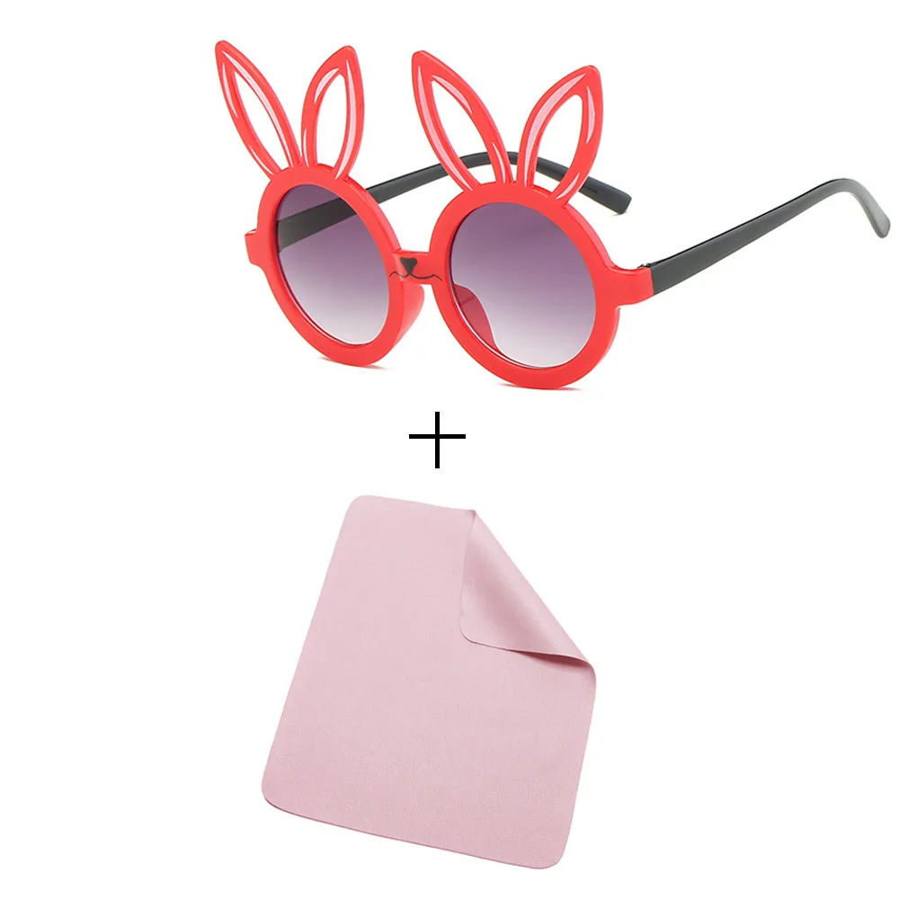 Glasses and cloth Минимальный милый кролик форма гибкие детские солнцезащитные очки UV400 очки оттенки младенческой поляризованные ребенок для маленьких детей Защитный солнцезащитные очки - Цвет линз: Glasses and cloth