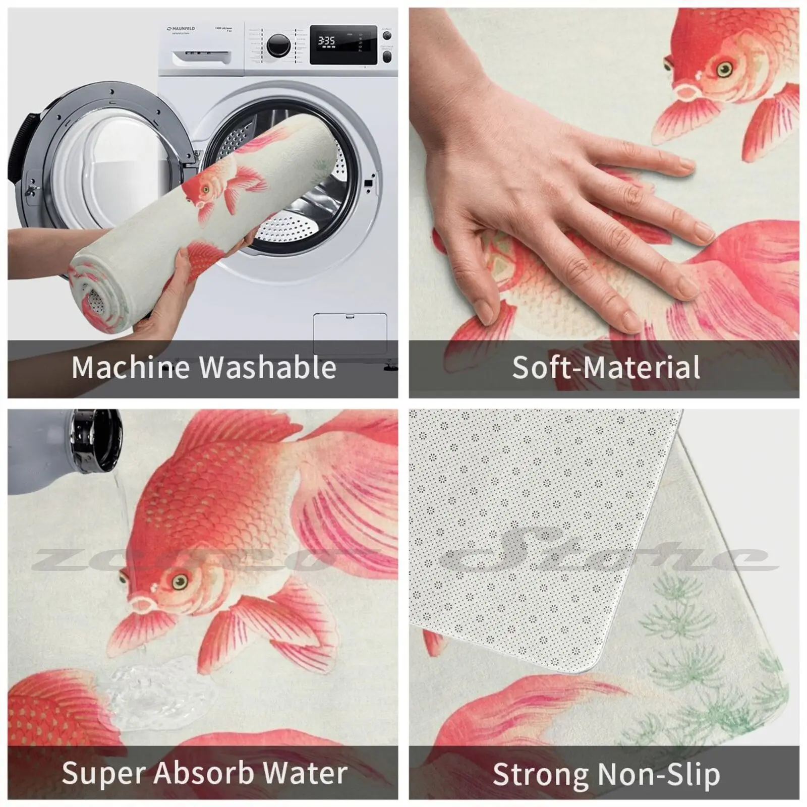 Two Goldfish ( 1926 ) By Ohara Koson Carpet Water Absorb Non-Slip Soft Door Mat Fish |