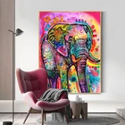 Современное граффити-искусство красочное картина слона на холсте на стену абстрактный плакат Настенная картина для гостиной домашний Декор подарок