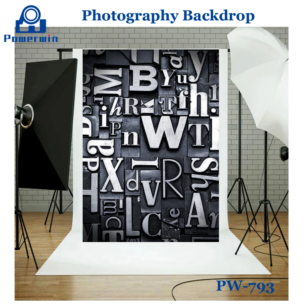 Фотофон Powerwin 3D 150x210 см с буквами кирпичной стеной и деревянной полосой |