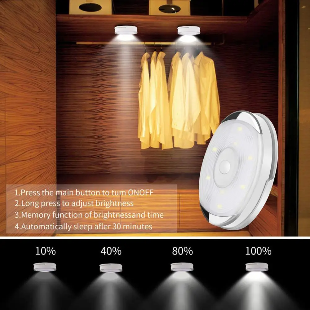 3 шт. светодиодный Беспроводная светодиодсветильник подсветка для шкафа с