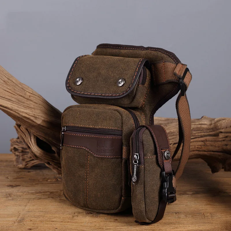 Brown Leg Bag Мужская поясная сумка в стиле стимпанк, Мужская тактическая сумка для телефона через плечо - Цвет: Brown Leg Bag