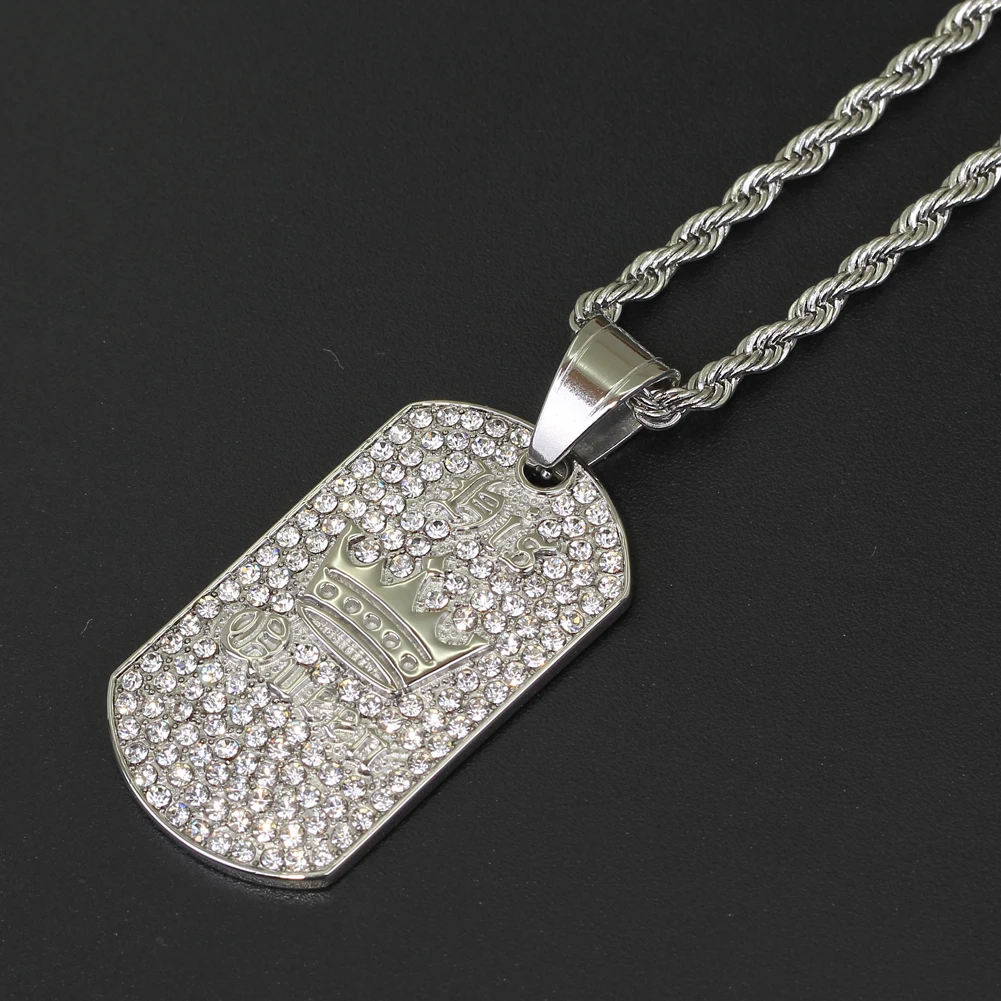 Ожерелье из нержавеющей стали со сверкающими кристаллами для мужчин и женщин