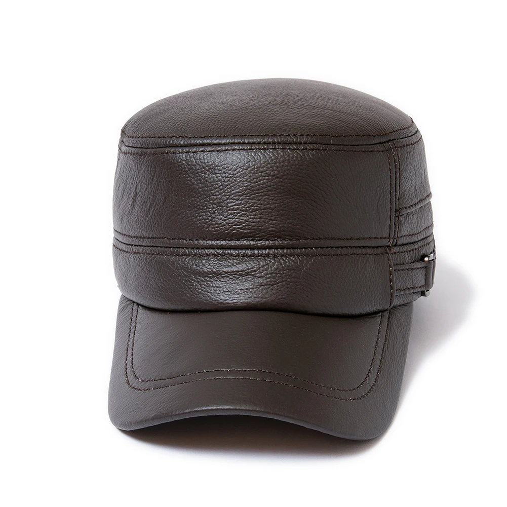 Кепка бейсболка Мужская из бычьей кожи теплая шапка в стиле милитари с