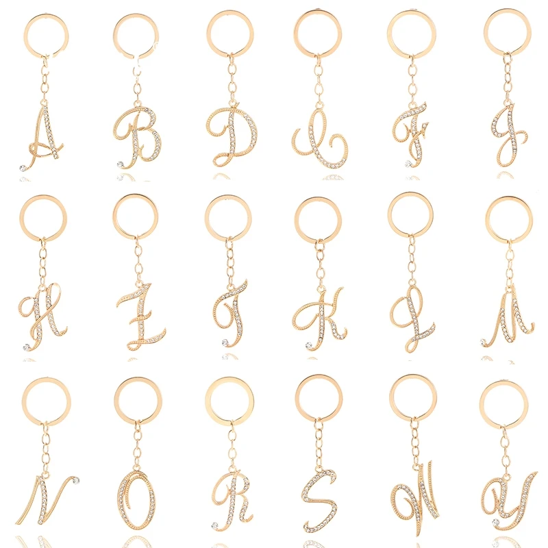 Брелок с подвеской KOMi K1773 цепочка для ключей инициалами 26 буквами из сплава