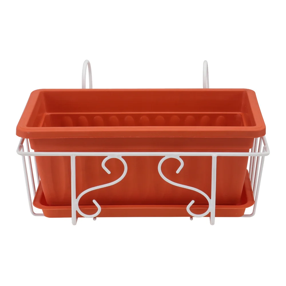 

1 Set Simple Railing Hanging Gardening Pot Multi-purpose Balcony Flower Pot