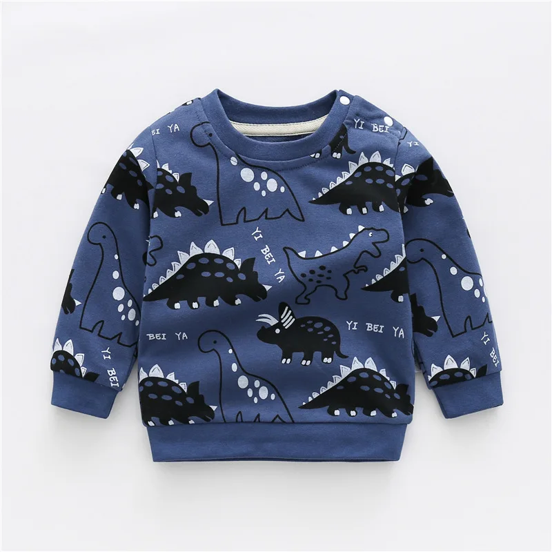 

Cartoon Animals Dinosaur Print Cotton Sweatshirt for Boys Girl Long Sleeve Baby Boys Girls Tshirt Kids Spring Autumn Clothes
