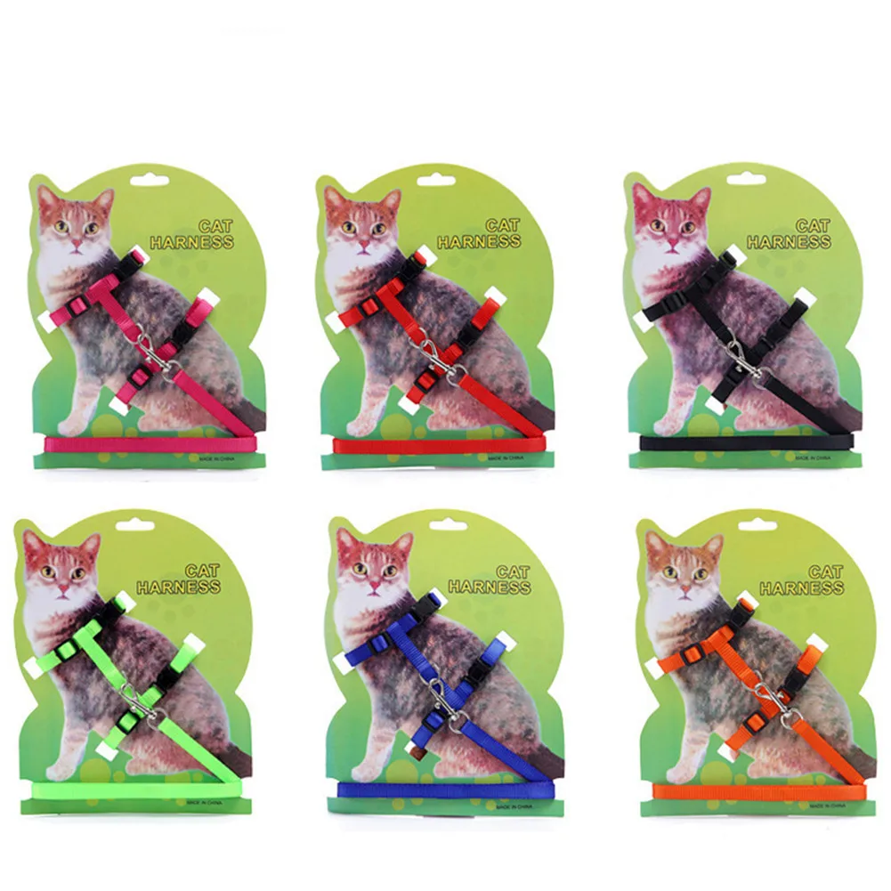 Ошейник и поводок для кошек регулируемый нейлоновый аксессуар прогулок с