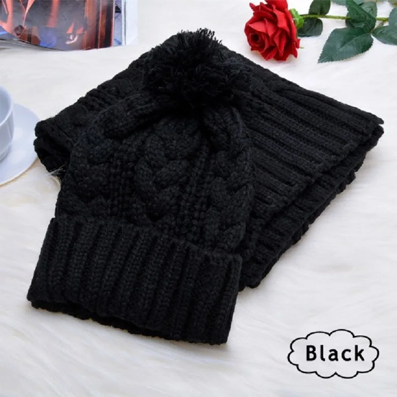 

Foreign Trade Women's Wool Scarf Hat Set Fashion
