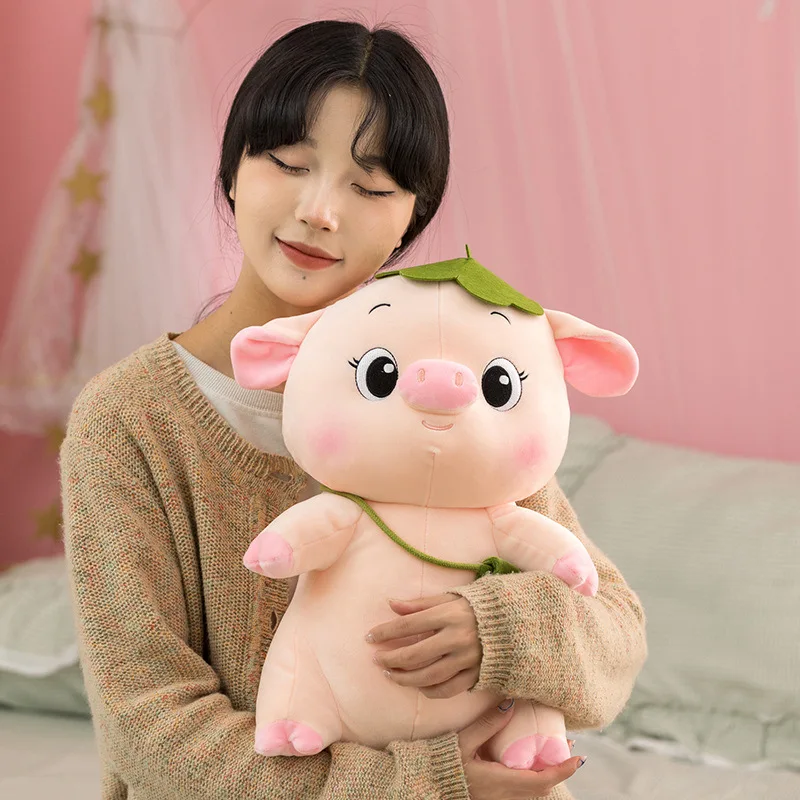 Новый мягкий розовый лук свинка плюшевая игрушка высокое качество лотос лист