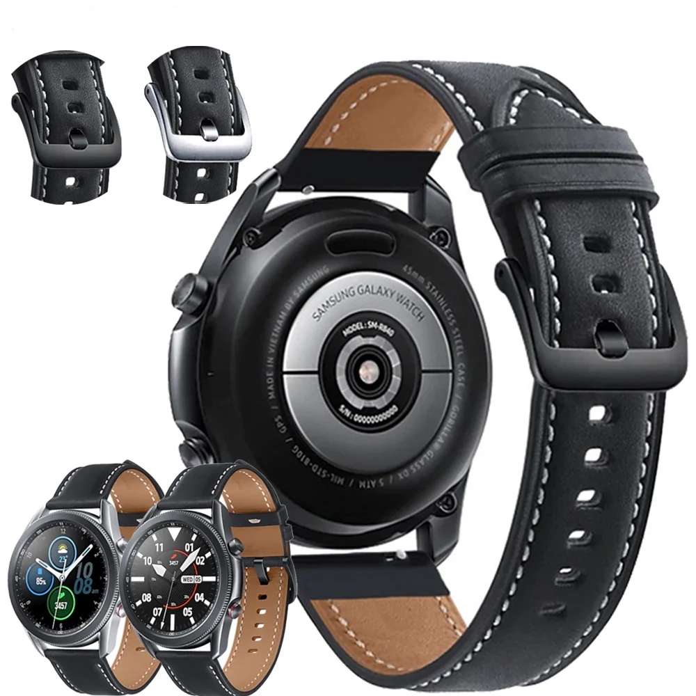 For Samsung Galaxy Watch 3 41mm 45mm Strap 22mm 20mm Genuine Leather Bracelet Watchbands Wristband For Galaxy Watch 42mm 46mm S3