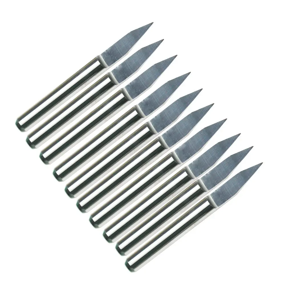 10pcs/set 3.175mm Router Bit Milling Cutters 30 Degree 0.1mm Cutter for PCB Wood CNC Router Bits Best Engraver